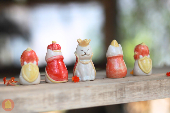 Bộ cờ vua mèo bằng gốm - Nghịch Đất - Clay Play